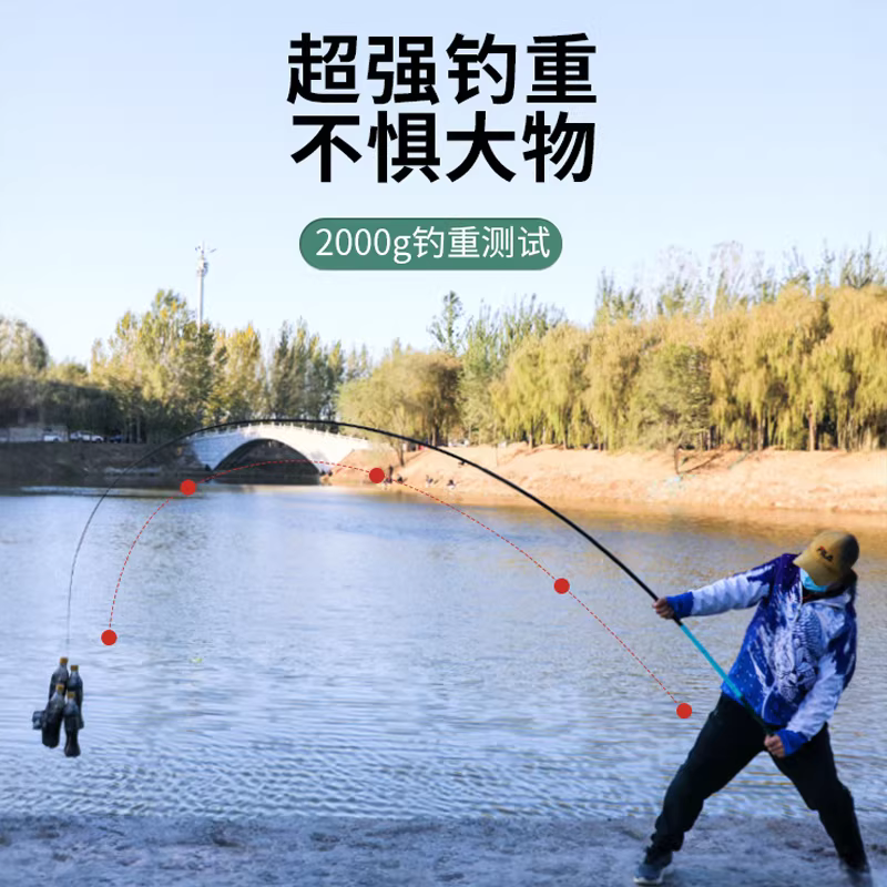 新款手杆钓鱼竿手竿浪尖台钓竿鱼竿超轻超硬37调黑坑鲢鳙大物杆 图4